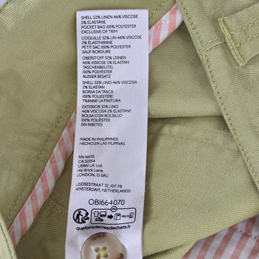 Maeve Anthropologie Wide Leg Pants 14 Chartreuse Linen Blend‎ High Rise Boho - Picture 10 of 11